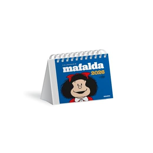 Mafalda 2026, Calendario Escritorio Azul