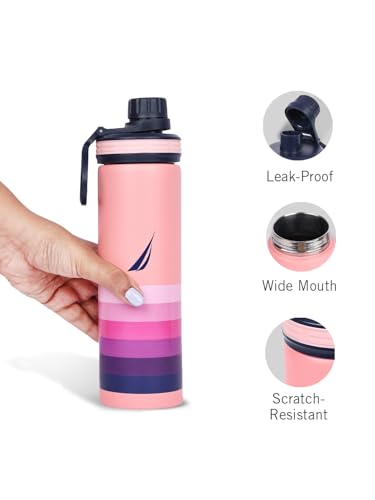 Image of NAUTICA Premium Leak-Proof Insulated Water Bottle - 1pc (Fender)| 500ml | Stainless Steel Flask with 24 Hours Temperature Retention | Ideal for Travel, Gym, Office Use Texas Printed-b.Pink /Purple