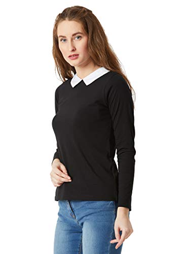 Image of Miss Chase Women's Round Neck Half Sleeves Cotton Lace and Pearl Detailing