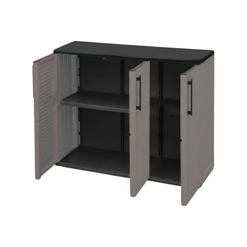 Dmora Chengdu - Armadio da Esterno 2 Ripiani, 4 Vani: 102x37x84h cm, Grigio