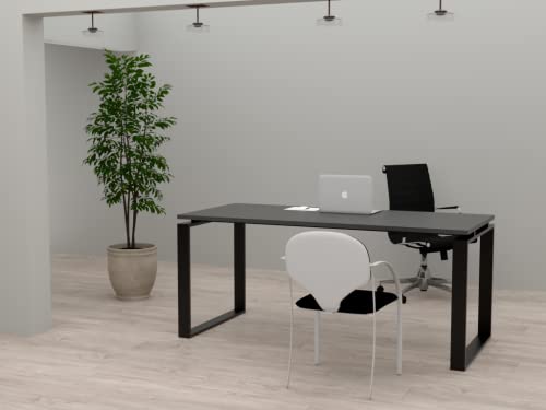 Mesa De Oficina Con Estructura De Marco Cerrado Negro, Para Teletrabajo, Despachos, Sala De Estudios Y Ordenadores. Con Gran Amplitud Para Dar Más Comodidad. Gris Grafito, 160x80 Mesa De Oficina Con Estructura De Marco Cerrado Negro, Para Teletrabajo, Despachos, Sala De Estudios Y Ordenadores. Con Gran Amplitud Para Dar Más Comodidad. Gris Grafito, 160x80