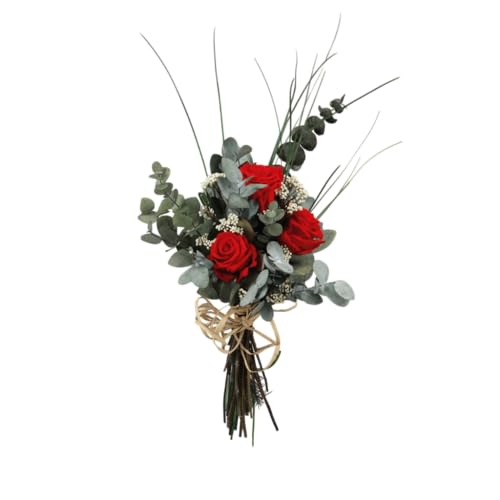 Ramo de Novia con Rosas Rojas Preservadas DECOALIVE Flor Decorativa Eterna