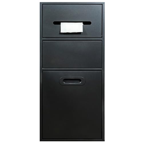 LFONDIGE Rectangle Recessed Shower Shelves Niche, Water Proof Bathroom Toilet Paper Holders, Storage Cabinets with Door for Kitchen Bath Fixtures(Black,30X67X14cm-12X26X5.5in)