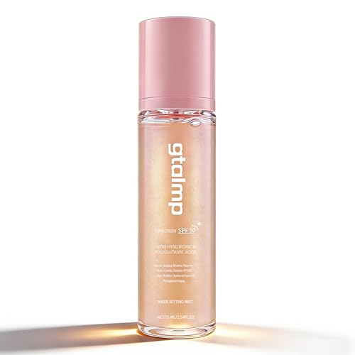 gtalmp Sheer Setting Mist Sunscreen SPF 50 Glitter Body & Face Sunscreen Spray Weightless Fast Drying Setting Spray for a Hydrated Dewy Finish Beach Festival Summer Vacation (1 Pack)
