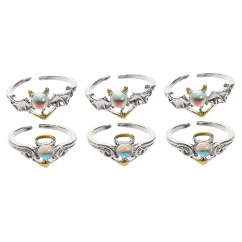 WHZHDMA 3sets Women Ring Exquisite Vintage Moonstone Rings Chic Engagement Jewelry for Weddings Parties Daily Wear Elegant Glitt