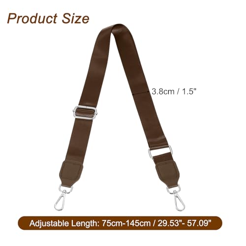 Image of uxcell Wide Shoulder Strap, 3.8cm Adjustable Purse Strap Replacement Crossbody Strap for Shoulder Bag Wallets, Dark Brown, Silver Square Mouth Buckle
