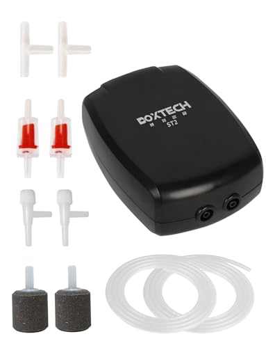 Boxtech Aquarium Luftpumpe(3,5 W),Doppelauslass Sauerstoffpumpe mit Rückschlagventil, Leistungsstarke luftsprudler Fisch Pumpe für Nanoaquarien Boxtech Aquarium Luftpumpe(3,5 W),Doppelauslass Sauerstoffpumpe mit Rückschlagventil, Leistungsstarke luftsprudler Fisch Pumpe für Nanoaquarien