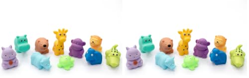 Image of Amazon Brand - Jam & Honey Baby Bath Toy Set 3+ Months for Toddlers, 10 Pieces, Colourful Jungle Animal Chuchu Squeeze Toys, Floating Bath Toys for Kids, BPA Free, BIS Certified Safe for Kids