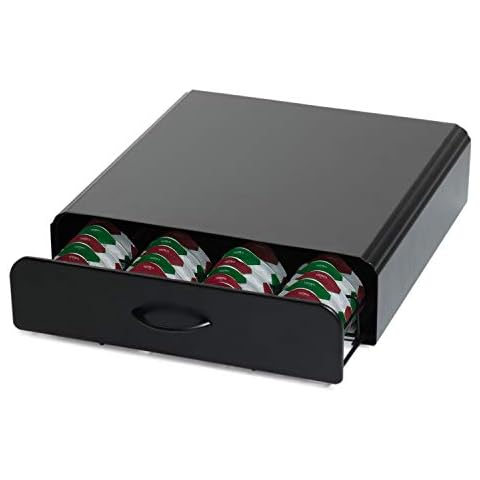 Home Treats Aufbewahrungslösung für Tassimo-Kaffeekapseln Schubladensystem für 64 Kapsel inkl. Maschinenständer. Karbon-Schwarz Cover