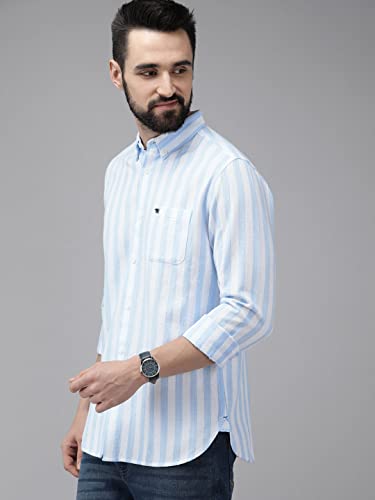 Image of THE BEAR HOUSE Men's Cotton Blue & White Slim Fit Checked Flannel Cotton Casual Shirt | 3XL |TBH-ZELIE-BL-3XL |
