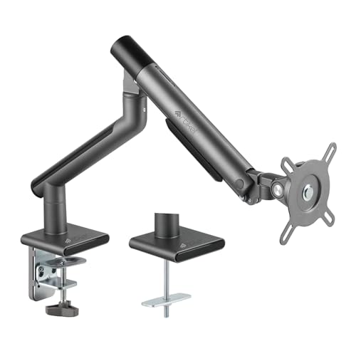 Image of Artikel Single Monitor Desk Mount | Adjustable Heavy Duty Monitor Arm | VESA Mount with C Clamp & Grommet Mounting Base | Computer Monitor Stand (Grande Metallic, Single)
