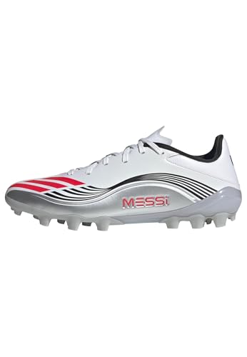 adidas F50 Messi League Artificial Ground Football Boots, Botas de fútbol Unisex Adulto, FTWR White/Lucid Red/Silver Met, 42 EU