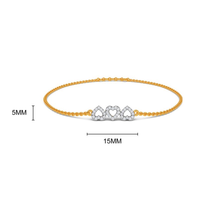 Image of KISNA 14KT|18KT BIS Hallmark Pure Gold Heart bracelets For Women Size -7