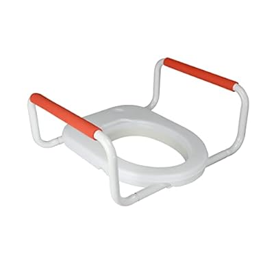 R&T Toilet Seat Riser 2'' Raised Seat with Removable Padded Handles Fit for Elongated Toilets