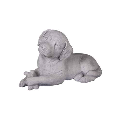 gartendekoparadies.de Hund Labrador Statue, Steinfigur, H. 24 cm, 12 kg, Grau, frostsicher aus Steinguss für Außenbereich