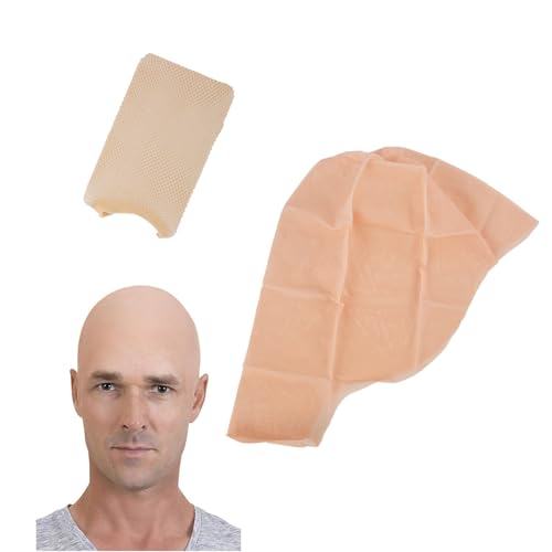 AWAVM 2PCS Bald Head Wig caps Set Skin Latex Bald Cap and Headgear,Makeup Bald Head Wig Cap,Thick Skin Head Skull Wig Adults Teens Bald Caps for Halloween Kids Adults AWAVM 2PCS Bald Head Wig caps Set Skin Latex Bald Cap and Headgear,Makeup Bald Head Wig Cap,Thick Skin Head Skull Wig Adults Teens Bald Caps for Halloween Kids Adults
