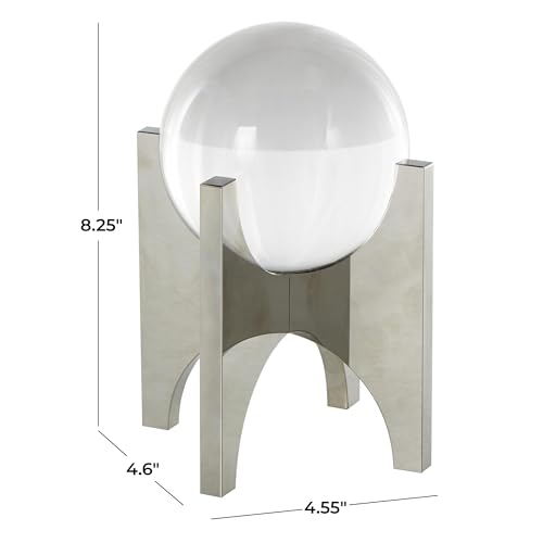 Escultura decorativa geométrica de vidrio plateado 5x5x8 in miniatura 3