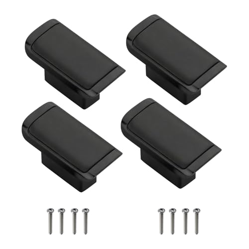 Image of VOLO Rectangular Drawer Knob 4 Piece | Cabinet Cupboard Wardrobe Drawer Knob | Kitchen Furniture Cabinet Knob | Black Finish | with Screws