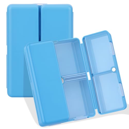 Image of FYY Travel Pill Organizer, 7 Compartments Pill Box Medicine Case - Blue