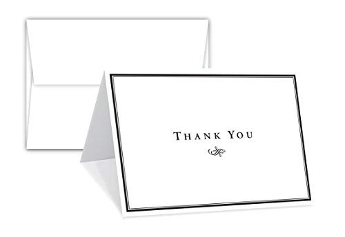 Thank You Holiday Cards for Small Business, 4.5x6 Inch Folded, Ships Flat, Blank Inside + Envelopes - Elegant Design Note Card for Weddings, Bridal, Baby Shower, Graduation | Set of 25