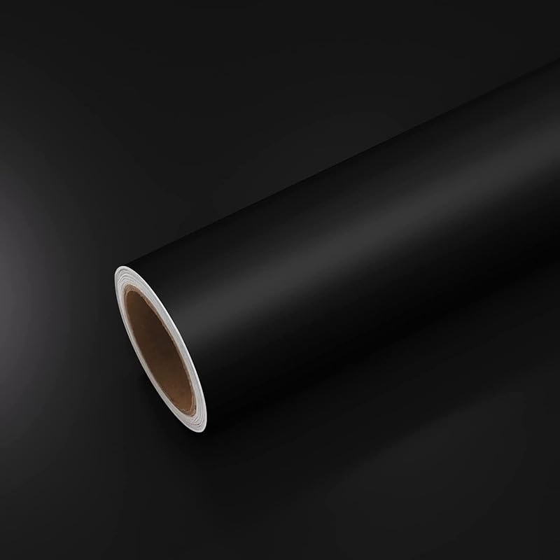 Image of HOME13 Self Adhesive Wallpaper Matte Black Removable and Decorative Vinyl Wallpaper for Kitchen Countertop Cabinets Table 2 Ft x 20 Ft with 2pcs