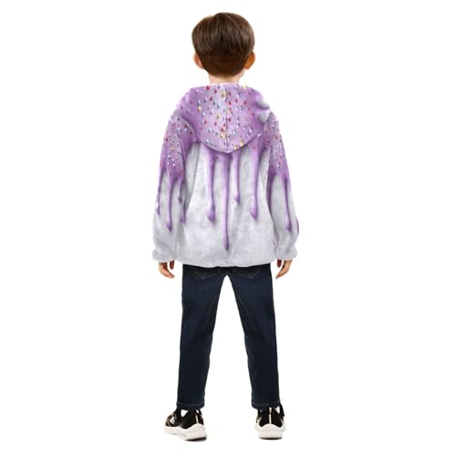 Purple Icing Sprinkles Toddler Fleece Jacket Girl Boys Hooded Fleece Jacket Coat Warm Outwear Zip-up 3-10T4