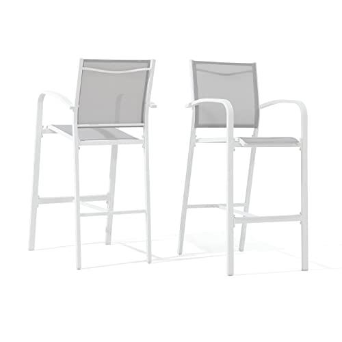 OC Orange-Casual Outdoor Bar Stool Set of 2, All-Weather Aluminum Textile Fabric High Top Patio...