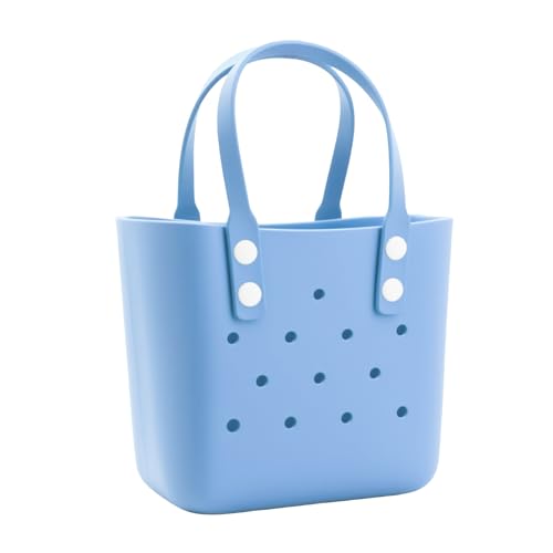 Rubber Tote Bag Small Beach Bag Waterproof Outdoor Tote Bag Washable Tote Portable Travel Bag Open Handbag for Girls/Kids