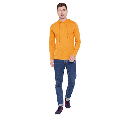 Image of LE BOURGEOIS Men Solid Regular Fit Hooded Neck Full Sleeve Cotton Sweatshirt Hoodie T-Shirt
