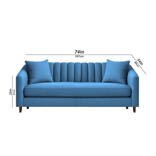 Image of Casaliving Doraldo 3 Seater Sofa Set for Living Room (Turquise Colour Fabric) Premium Fabric Sofa Set for Living Room & Hall | Office Room