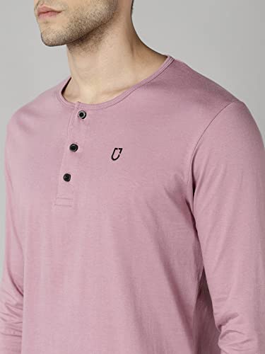 Image of Urbano Fashion Men's Solid Henley Neck Slim Fit Full Sleeve Cotton T-Shirt