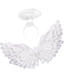 Angel Costume Wings White Angel Adult Wings for Kids Woman's Girls Halloween Christmas (White)