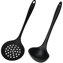 Silicone Slotted Cooking Spoons Cooking Ladle,Strainer Spoon,Skimmer Spoon,Soup Ladle,Slotted Spoons for Cooking,Silicone Strainer,Kitchen Cooking Serving Utensils Set,2PCS
