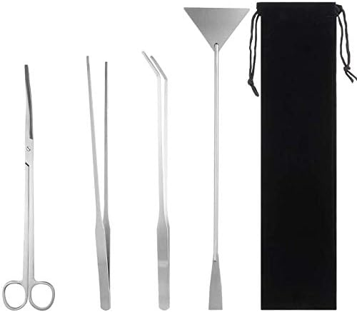 miuse Aquarium Scissor Tweezers Spatula Tool - 4 in 1 Stainless Steel Aquatic Plants Aquascaping Tools Set for Fish Starter Kits & Aquariums Tank