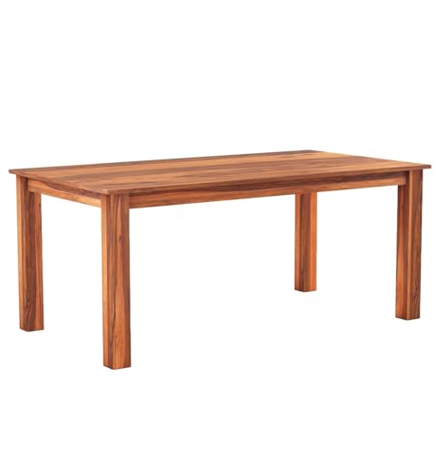 Image of Solid Sheesham Wood Dining Set with Dining Table & Cushioned Chairs | Elegant | Comfortable | Durable & Stylish for Dining Room | Living Room | Home & Office | Hotels Restaurant (brown 25)