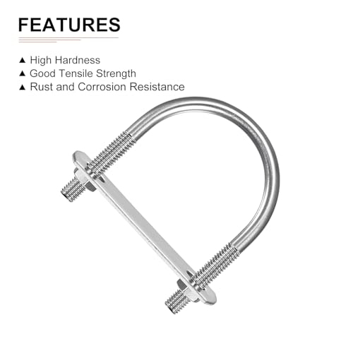 Image of DTGN M6x42x62mm(ThreadxWxL) Round U Bolt - 3Pack - Good for Trailer Pipe Replacement Parts - 304 Stainless Steel U Shape Bolts
