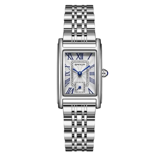 Image of Poshi Sanda Premium White Brass Sqaure Dial Watch | 200mm Rose Gold Stainless Steel Strap Quartz Watch for Women