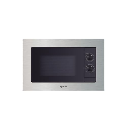 Apelson Microondas Encastrable AMW 2000G X 20 Litros, Grill 800 W, 5 Niveles de Potencia, Temporizador, Descongelación, Instalación en Columna 60 cm, Plato Giratorio y LED