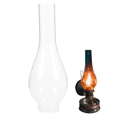 Jorzer Oil Lamp Chimney 2 Inch Base by 9.7 Inch Tall Oil Lamp Globe Clear Glass Heat-Resistant Oil Lamp Parts Repalcement Oil Lantern Chimney Lamp Shades for Oil Lamps