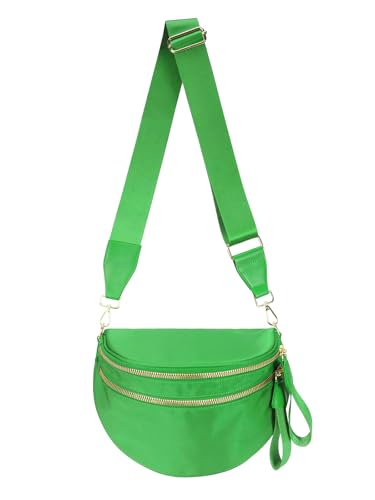 Image of Pure Colour Crossbody Bag Bum Bag for Women,Spacious Purse Fanny Packs Belt Bag,Oversized Bum Bag (Colour Bum Bag-Kelly Green)