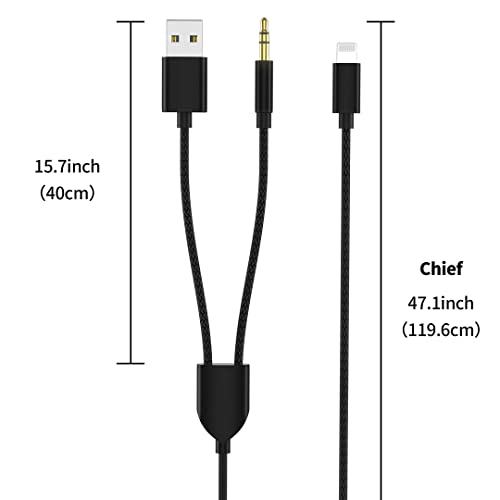 Audio Charging Cable 2In1 Car Aux Cord Compatible With Phone 12 11 Se Xs Xr X 8 7, Audio And Usb A Charging Adapter Works With Car Stereo/Speaker/Headphone Which Is With 3.5Mm Aux Jack. Black 3.49Ft #TOP5