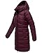 MARIKOO Damen Langer Wintermantel warmer Steppmantel mit abnehmbarer Kapuze Kaltnäschen 16 Wine Gr. S