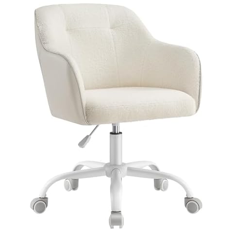 SONGMICS Chaise de Bureau, Fauteuil Ergonomique, Siège Pivotant, Réglable en Hauteur, Capacité 110 kg, Cadre en Acier, Tissu Peluche Respirant et PU Cover