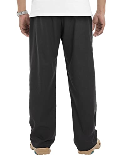 Bonnorth Men's Beach Wide Leg Athletic Pants For Men Black Linen Plus Size Yoga Pants For Men Boho Baggy Painters Pants With Pockets Black Xl #TOP2