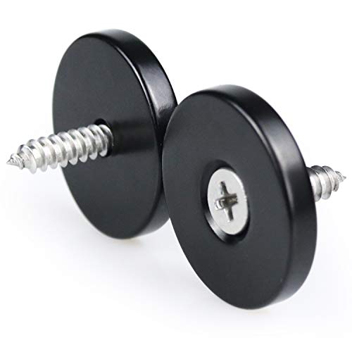 LOVIMAG 1.26”D x 0.2”H Black Epoxy Coated Neodymium Disc Countersunk Hole Magnets. Strong Permanent Rare Earth Magnets with Screws for Tool Room, Science, Craft, Office, Etc - Pack of 10