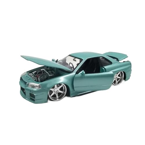 Skyline GT-R R34 BNR34 Miniature en Métal Moulé avec Finitions Précises de Collection 1/24