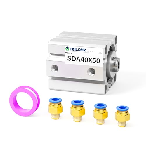 TAILONZ PNEUMATIC Cilindro neumático pequeño y delgado de 40 mm de diámetro y 50 mm de carrera Cilindro neumático de aluminio SDA40 50