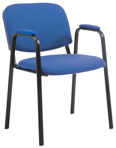 CLP Stapelstuhl Ken Pro I Konferenzstuhl Mit Stoff-Bezug Und Armlehnen, Farbe:blau