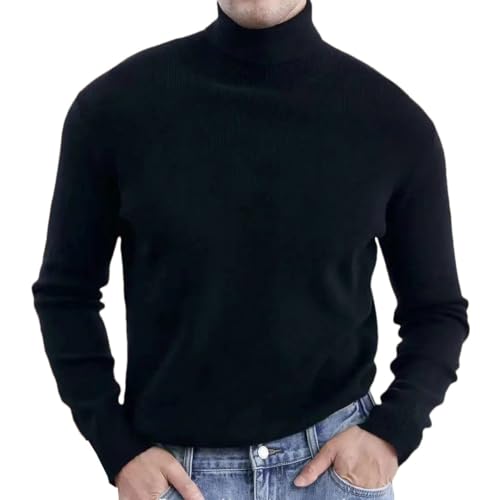 Men's Autumn and Winter Simple High-Neck Knitted Sweater Casual Warm Pullover Long-Sleeved Pullover