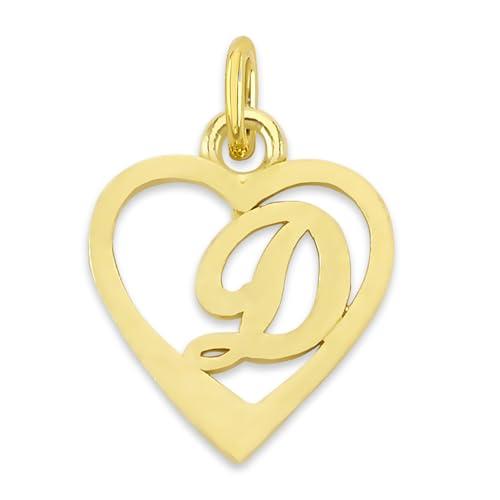 Dainty Solid 10k Gold Heart Initial Charm with Jump Ring